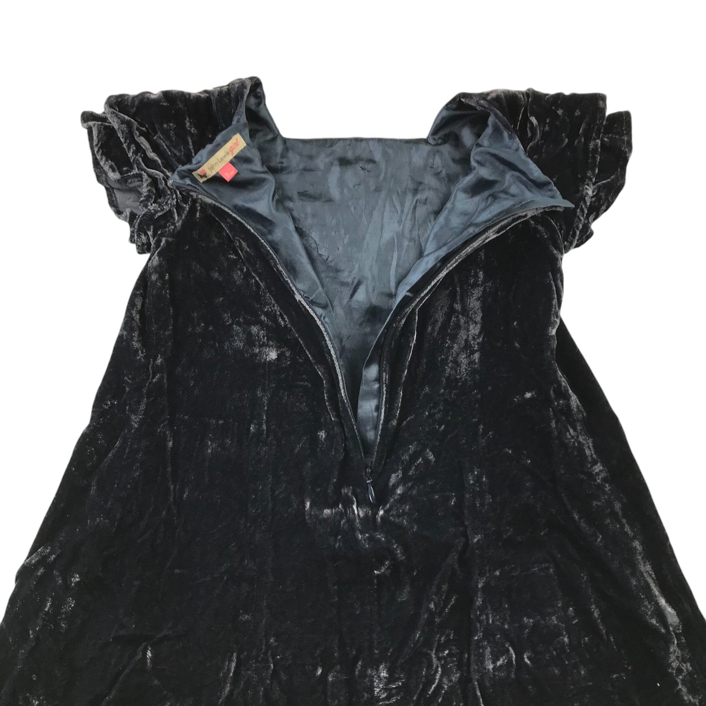 John Lewis dress 6-7 years navy blue velvet-style panelled A-line with sequins