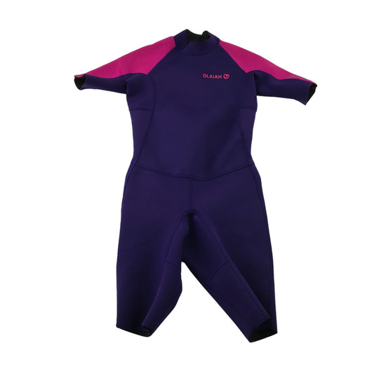 Decathlon wetsuit 12 years purple and pink short sleeve and leg