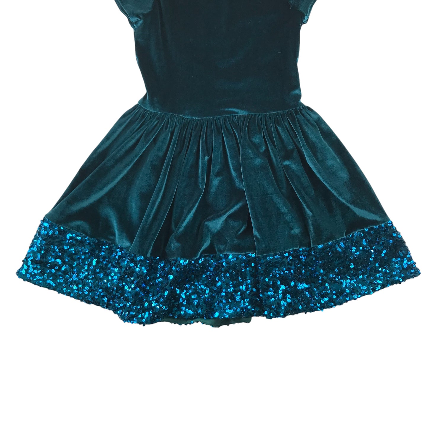 M&S dress 9-10 years teal blue velvety sequin partywear