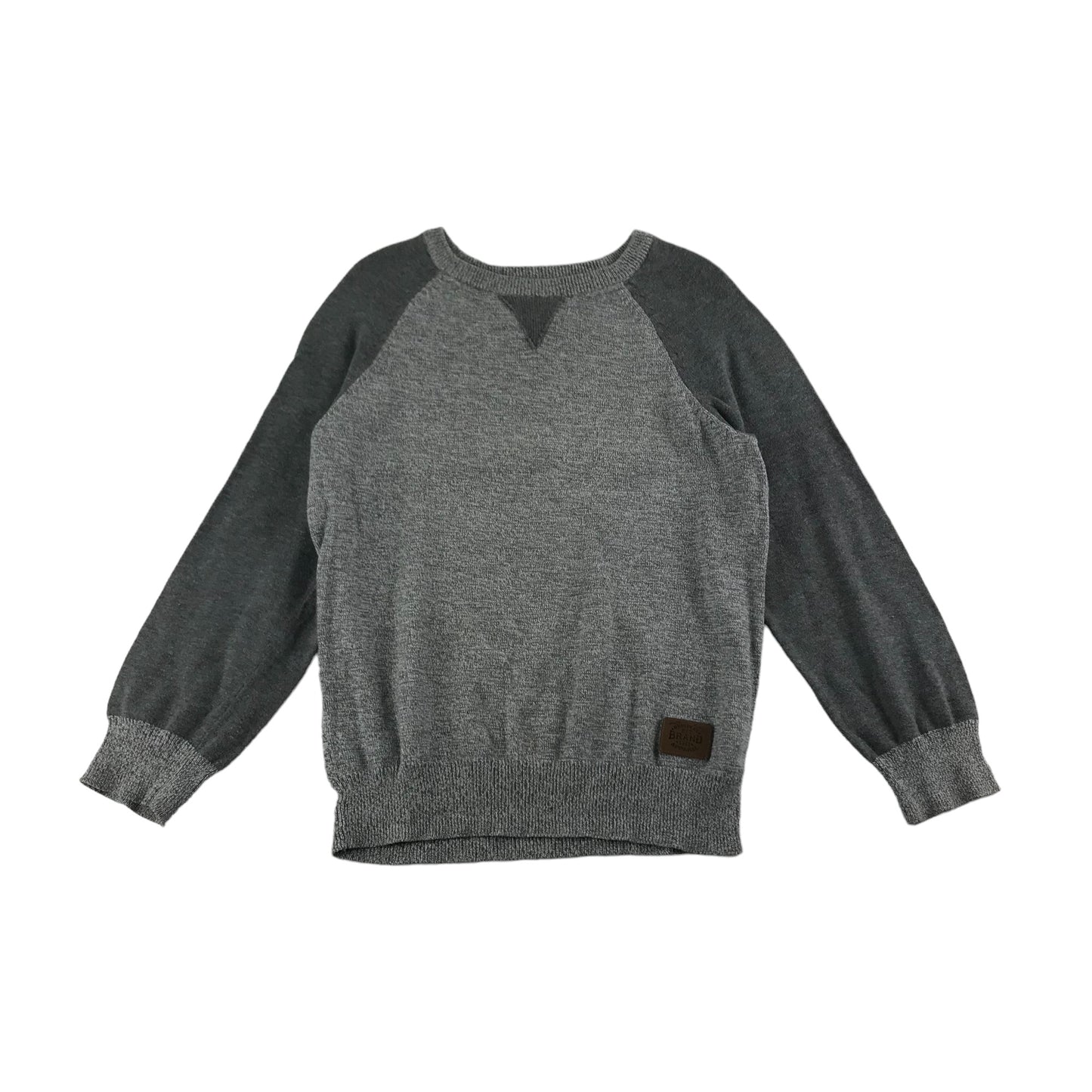 F&F Jumper Age 7 Grey Tone Plain Long Sleeve Knit