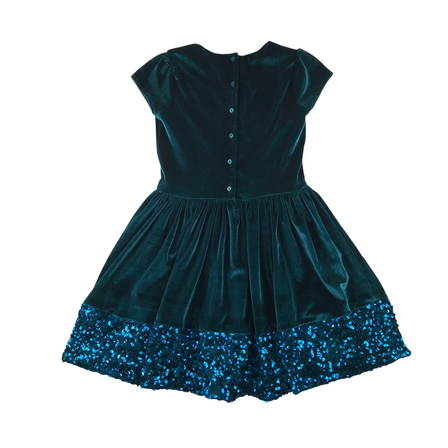 M&S dress 9-10 years teal blue velvety sequin partywear