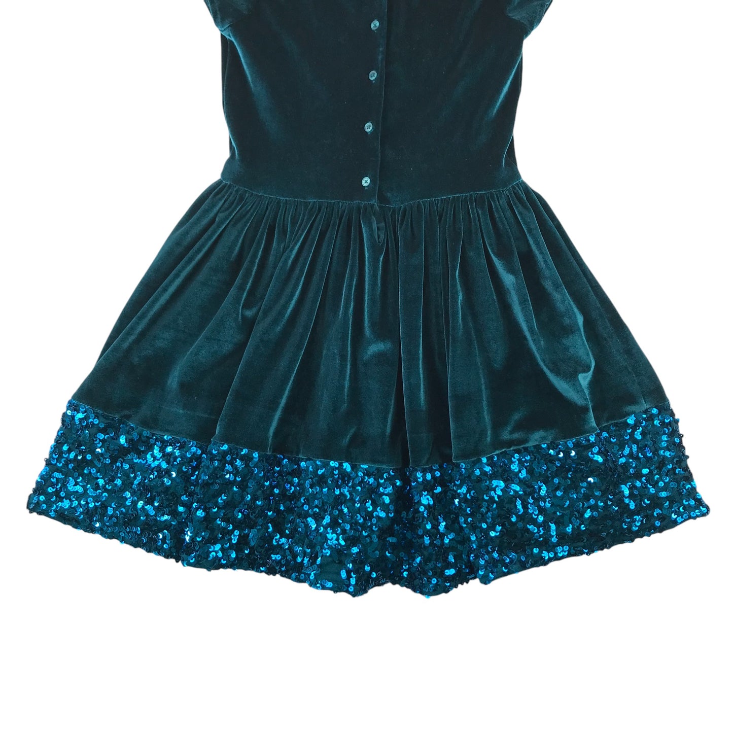 M&S dress 9-10 years teal blue velvety sequin partywear