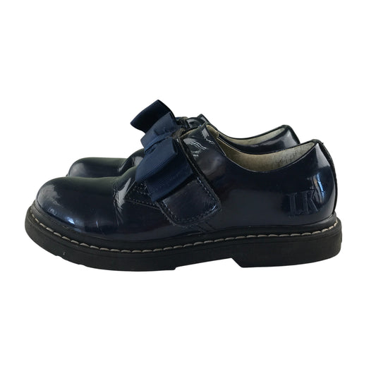 Lelli Kelly pumps shoe size 12.5 junior navy with glossy with bowtie and hoop and loop strap leather