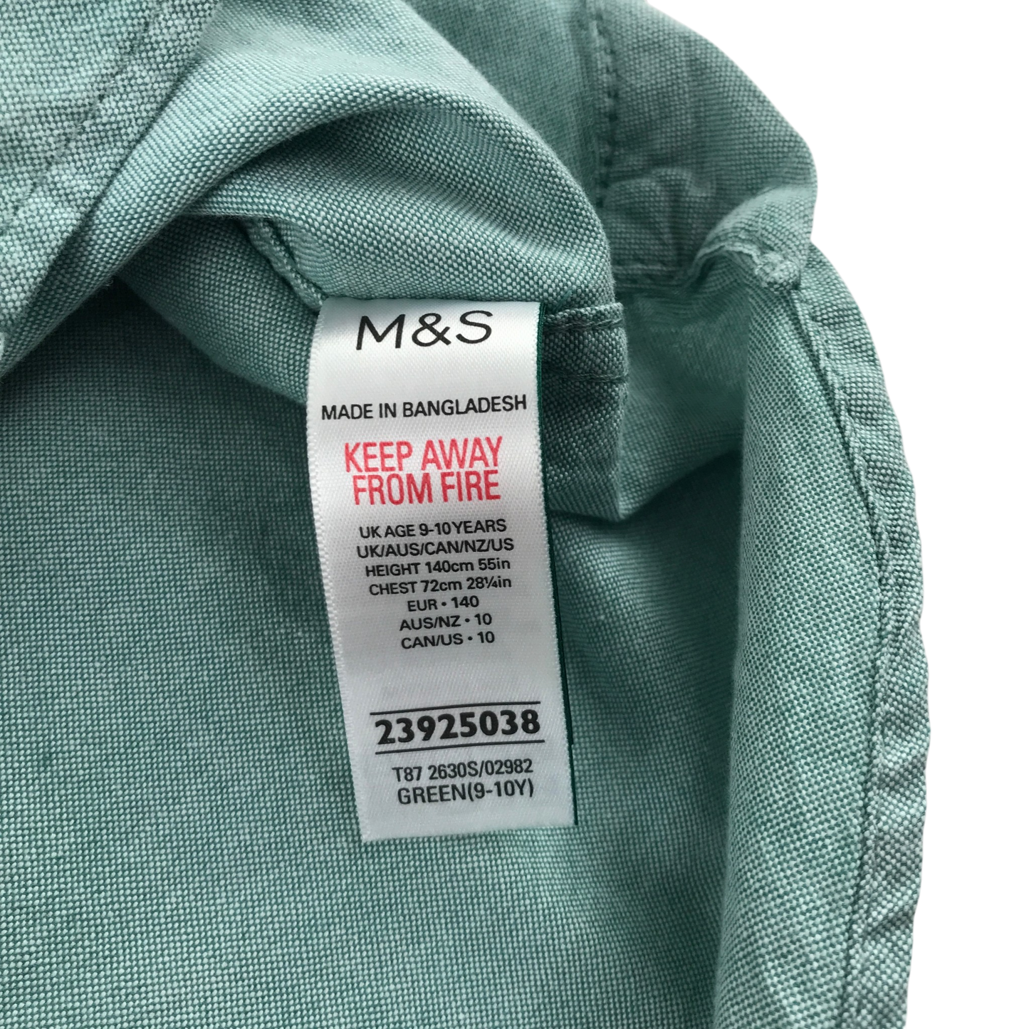 M&S 9-10 years green shirt