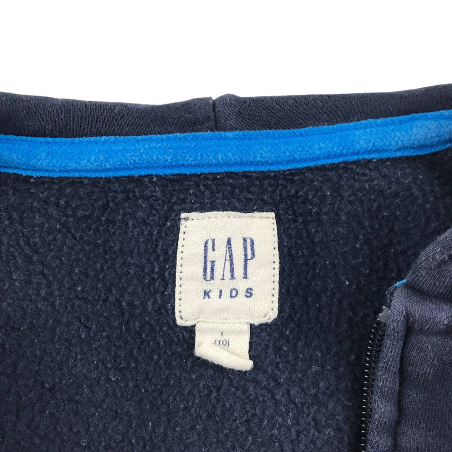 GAP hoodie 9-10 years navy long sleeve zip up with logo