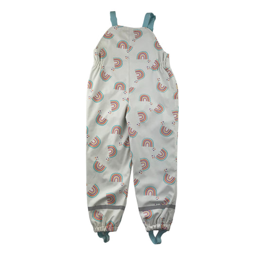 Primark puddle trousers 6-7 years white and blue rainbow pattern