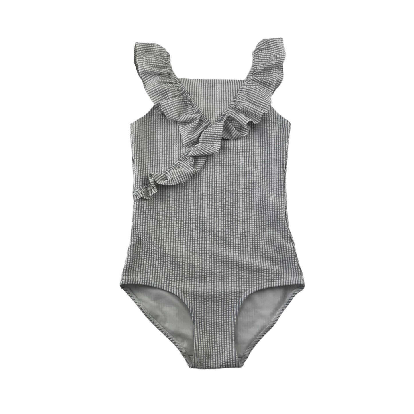 H&M swimsuit 9-10 years grey and white stripy one piece cossie