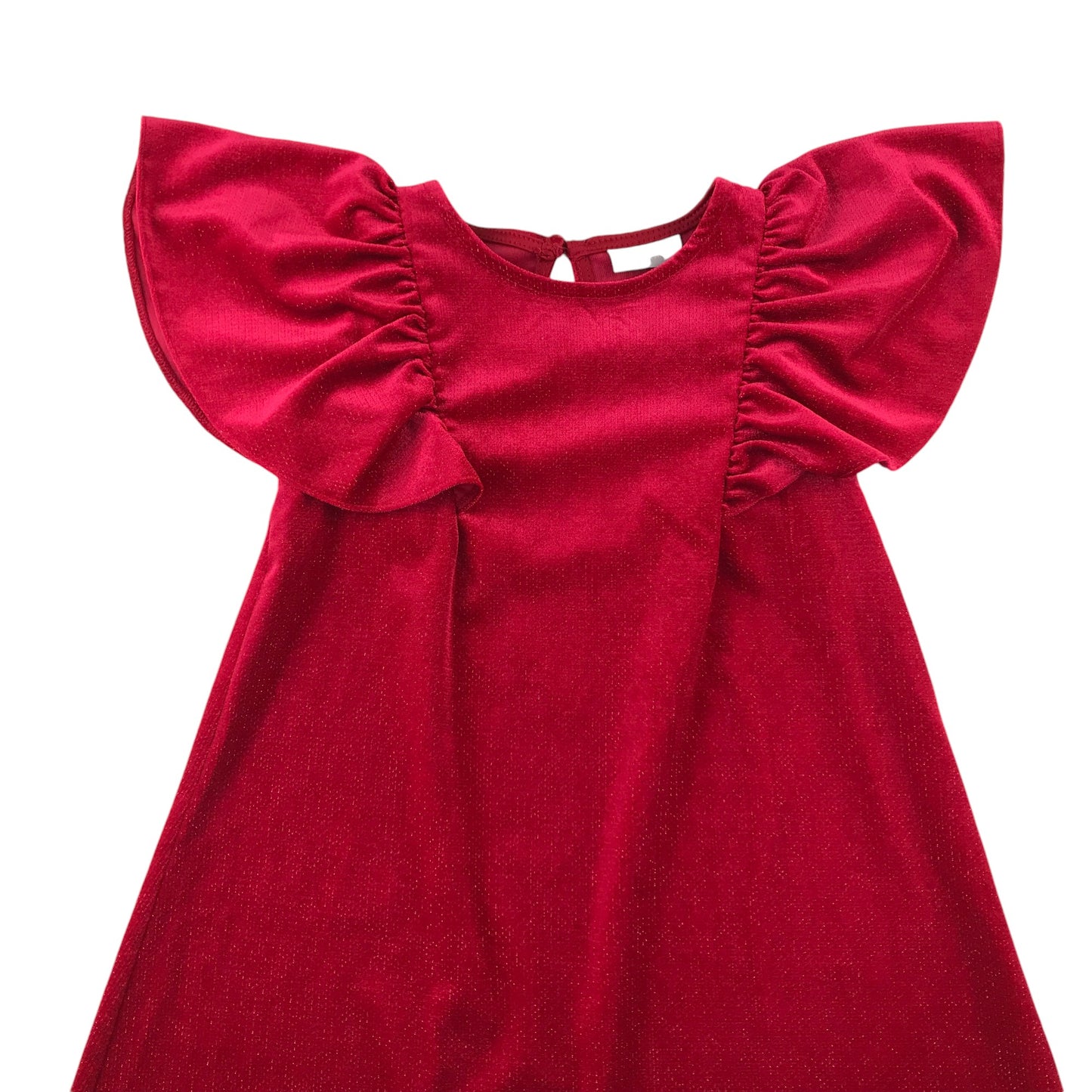 Matalan dress 5-6 years red velvety A-line chemise style with butterfly sleeves