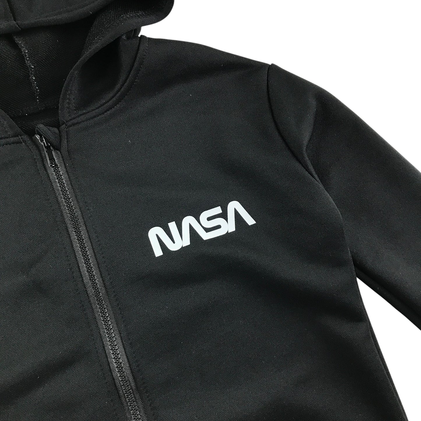 Shein hoodie 9-10 years black long sleeve zip up with NASA text