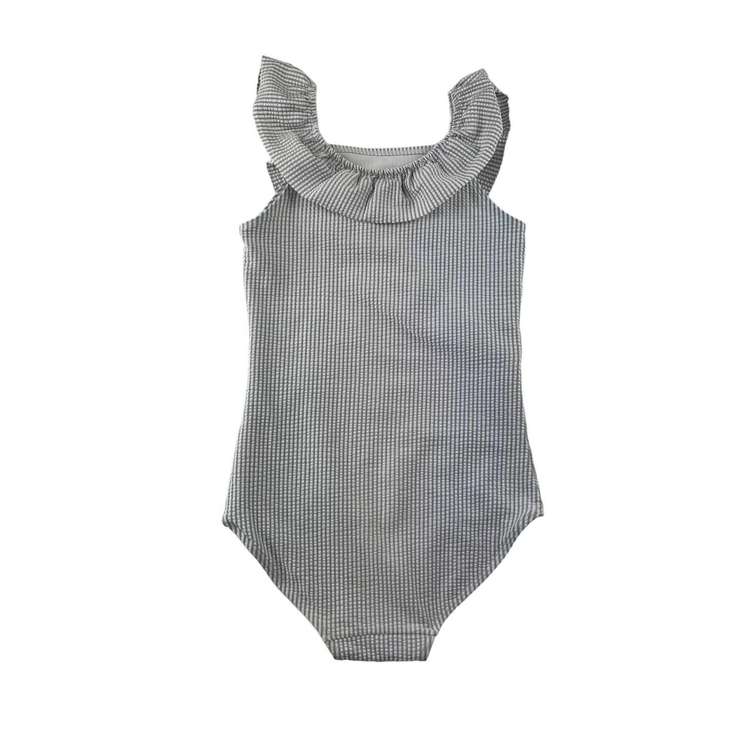 H&M swimsuit 9-10 years grey and white stripy one piece cossie