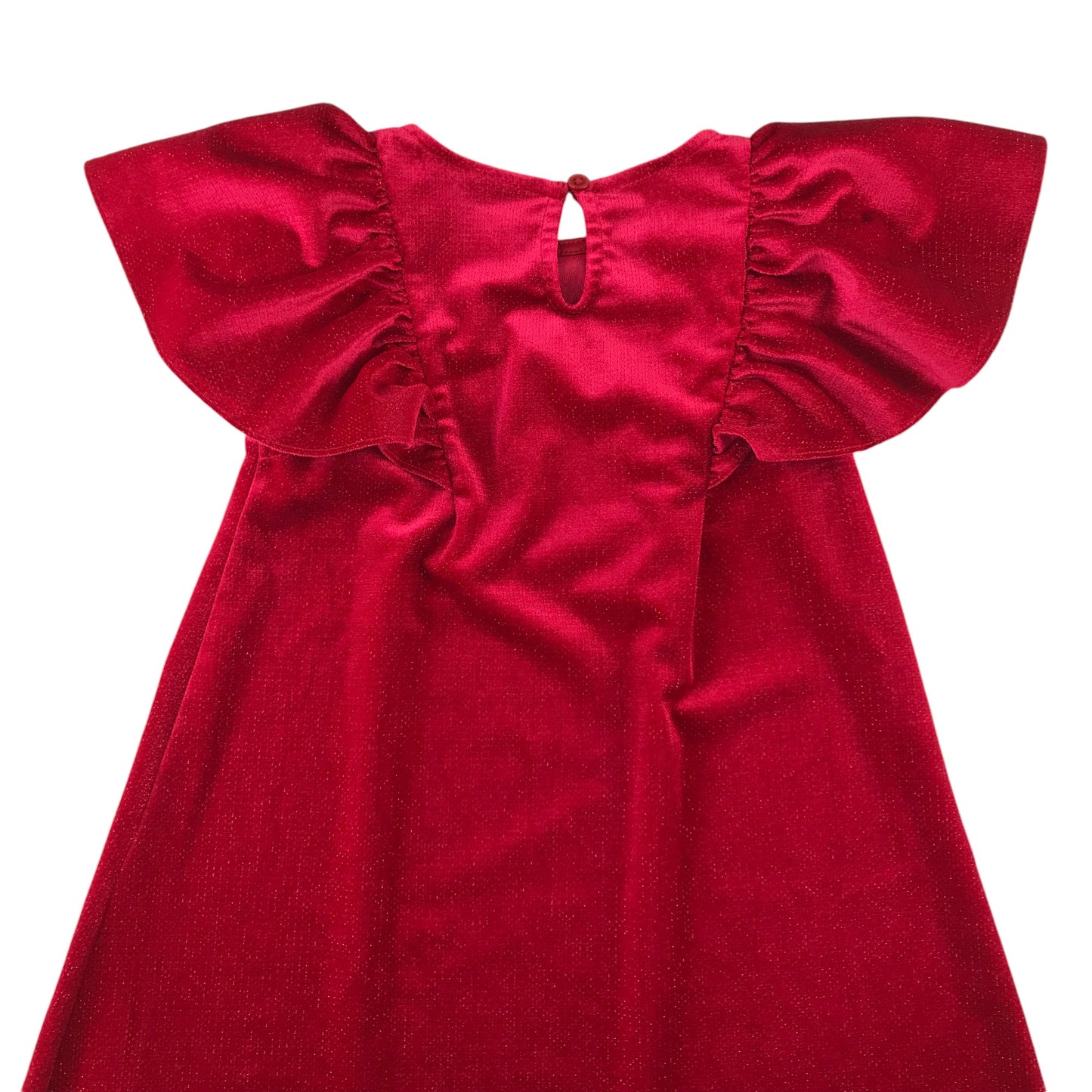 Matalan dress 5-6 years red velvety A-line chemise style with butterfly sleeves