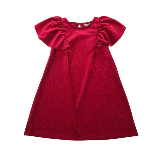 Matalan dress 5-6 years red velvety A-line chemise style with butterfly sleeves