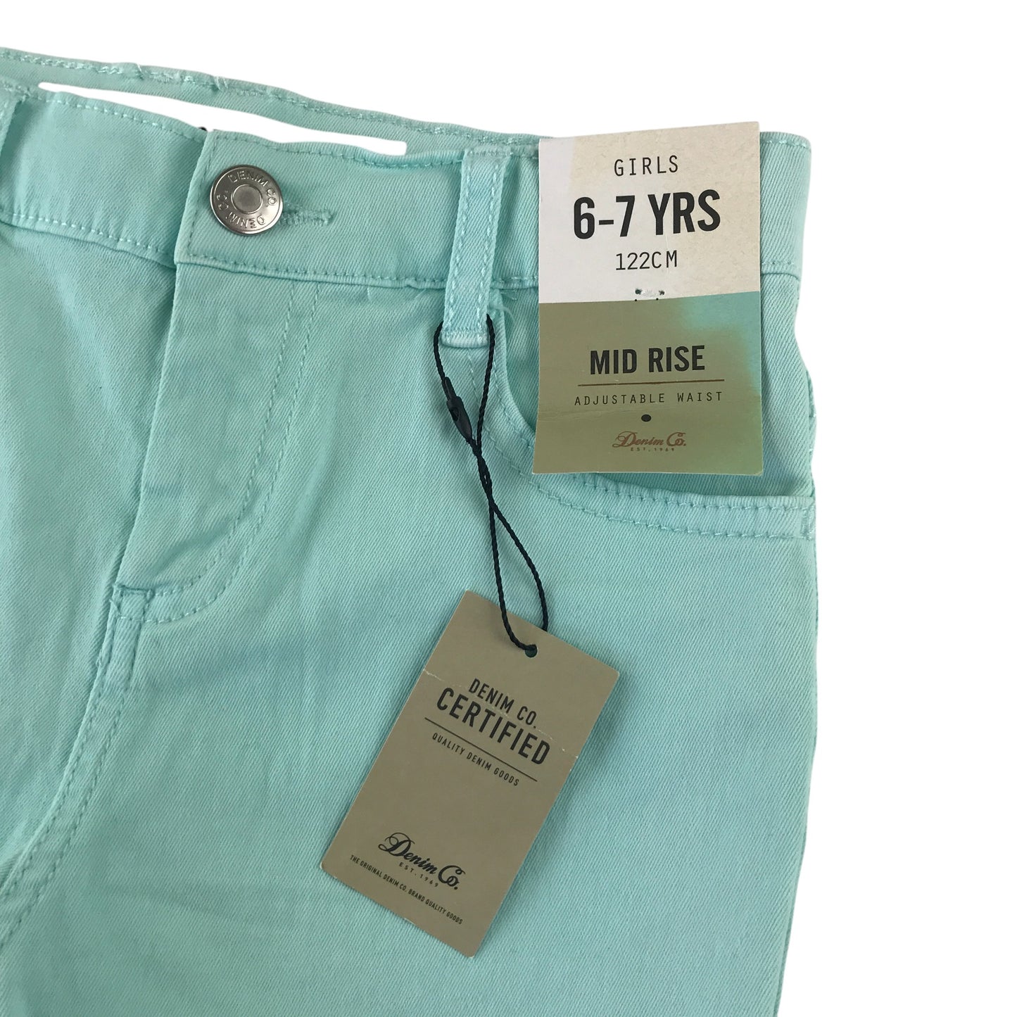 Primark shorts 6-7 years light blue denim mid rise adjustable waist