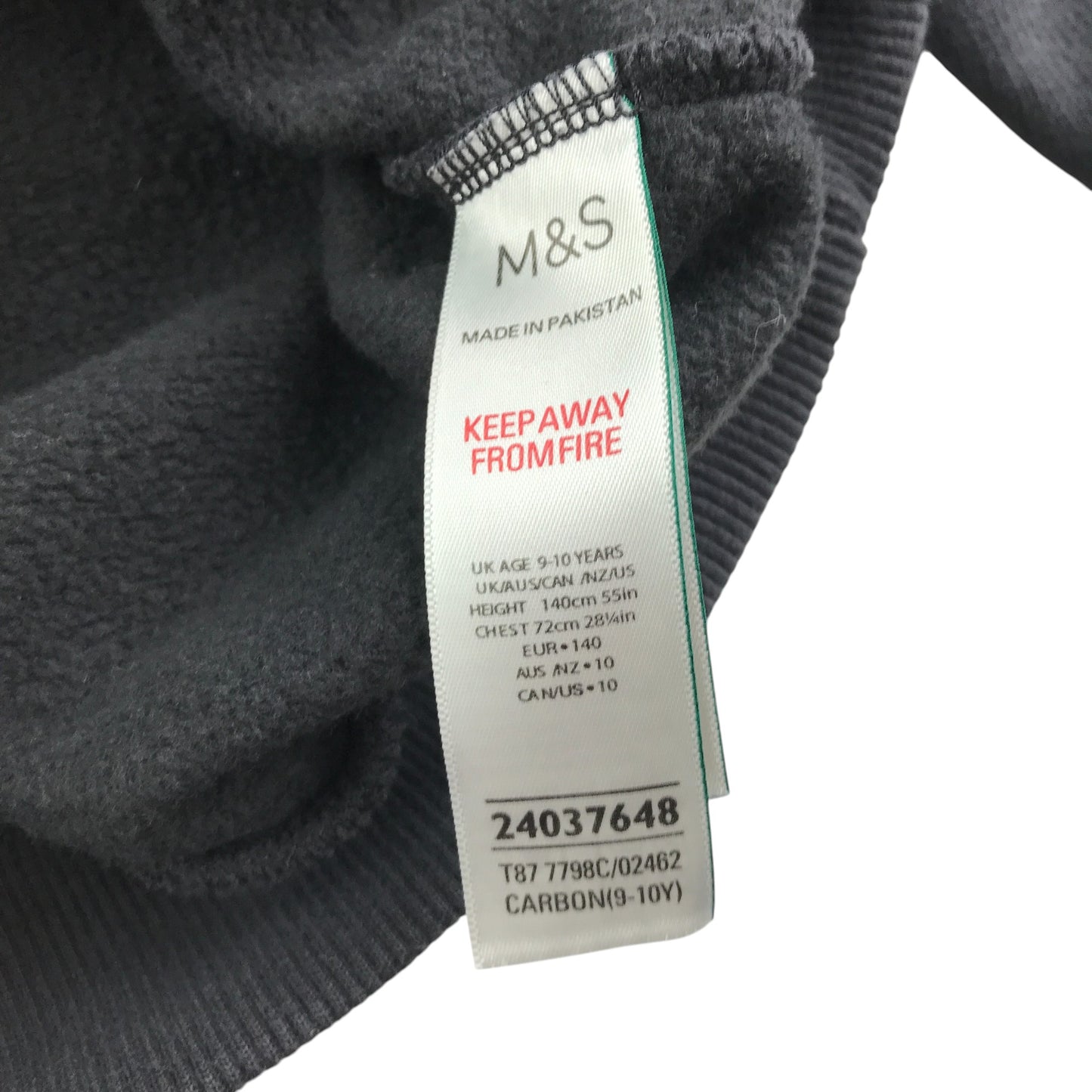 M&S hoodie 9-10 years dark grey long sleeve Hogwarts logo