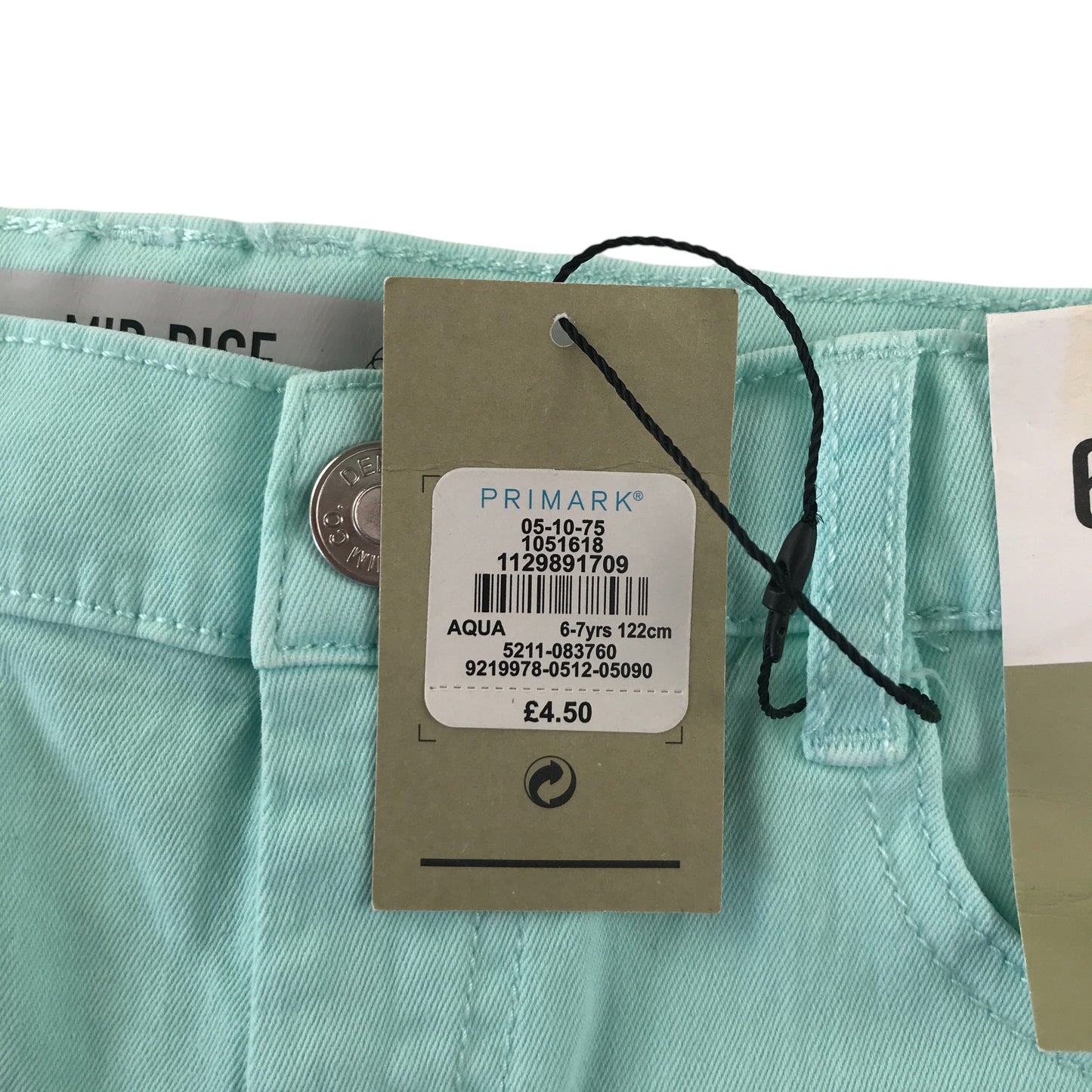 Primark shorts 6-7 years light blue denim mid rise adjustable waist