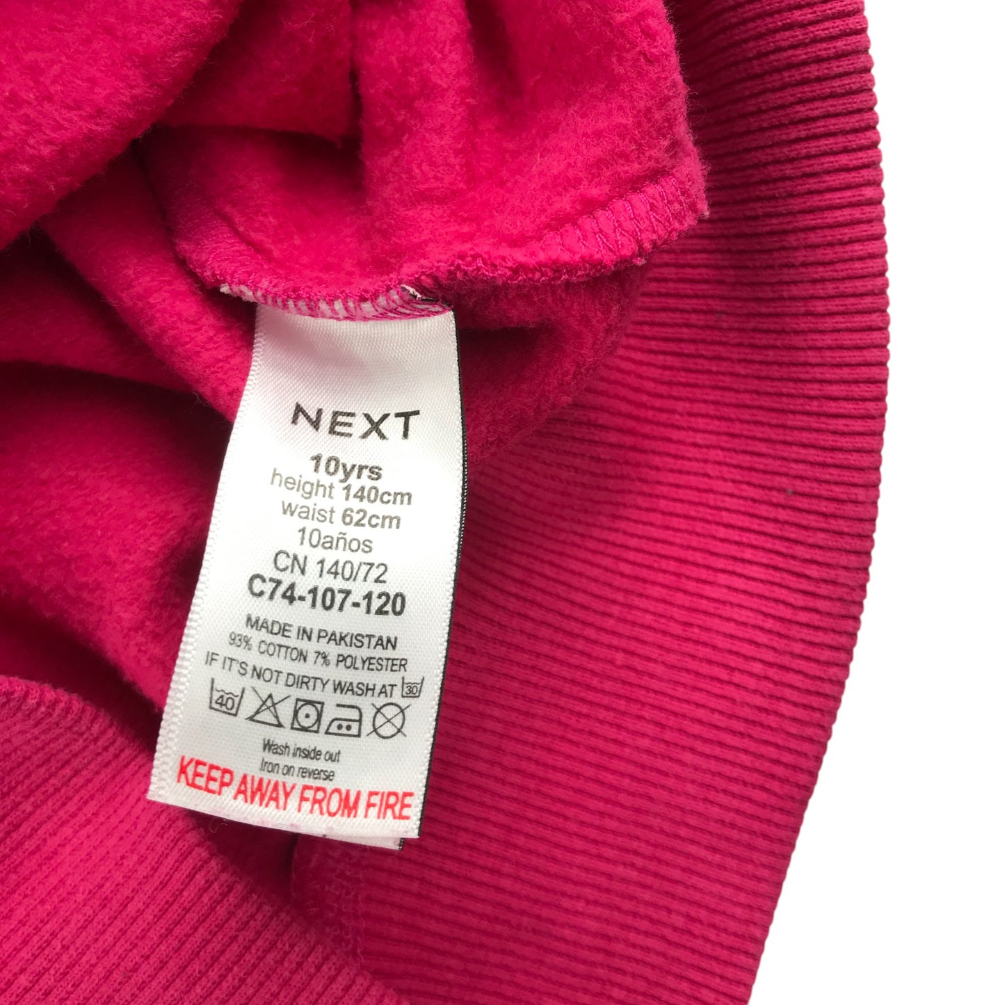 Next hoodie 9-10 years pink long sleeve zip up