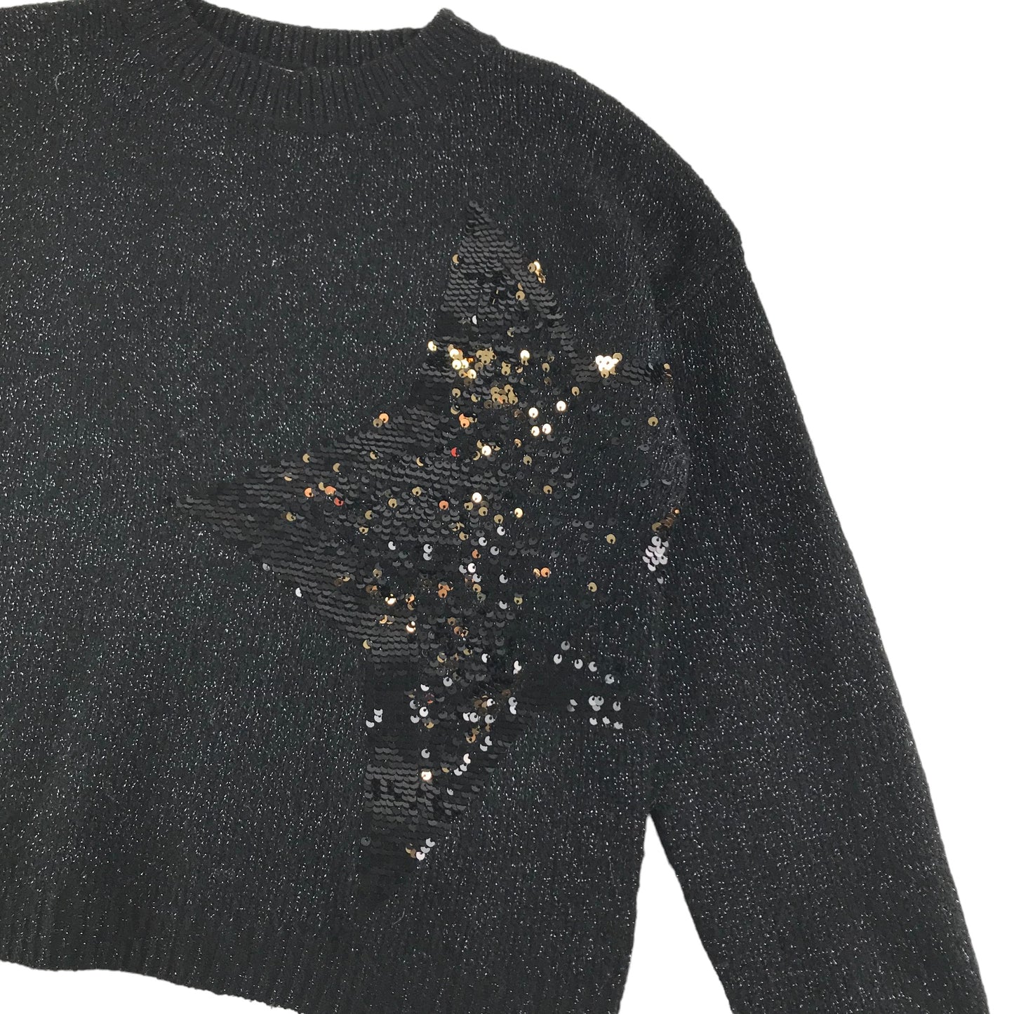 Next Jumper Age 8 Black Sparkly Sequin Star