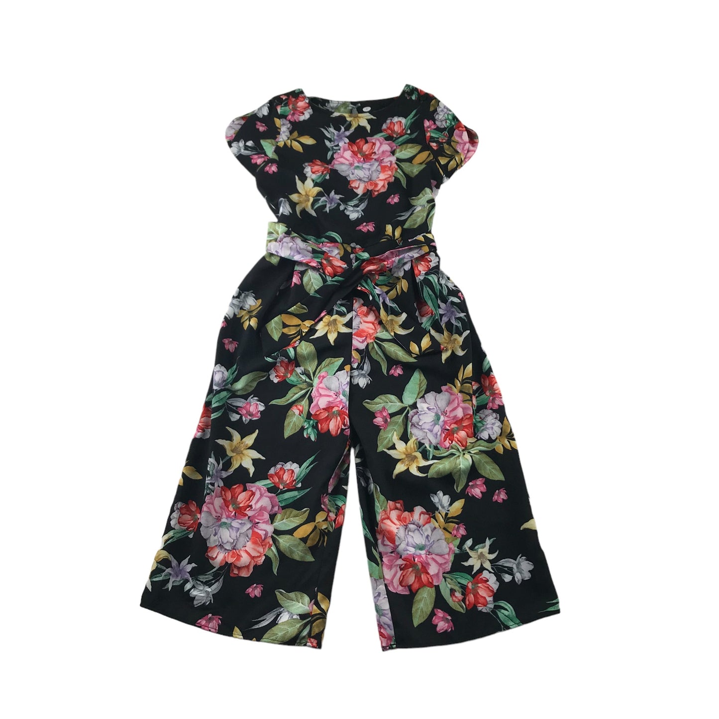 Next Jumpsuit Age 6 Black and Multicolour Floral wide leg