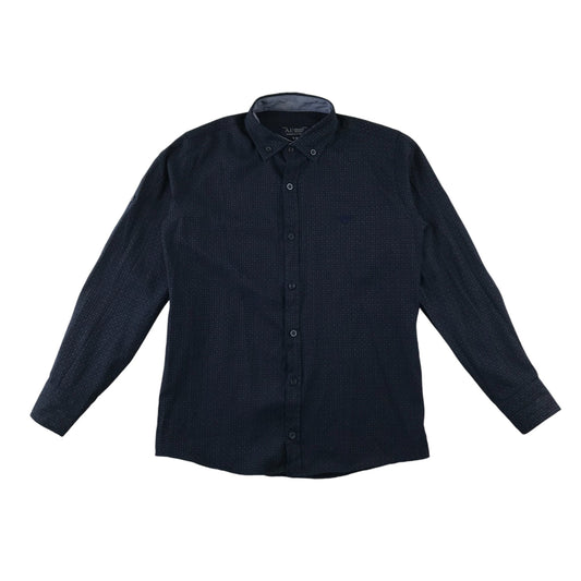 Armani Jeans Shirt 9-10 Years Navy with Unique Print and Logo Button-Up Cotton