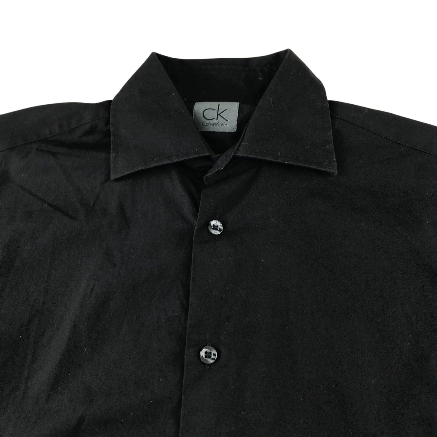 Calvin Klein Shirt Adult S Black 15.5 Inch Neck Plain Button-Up cotton