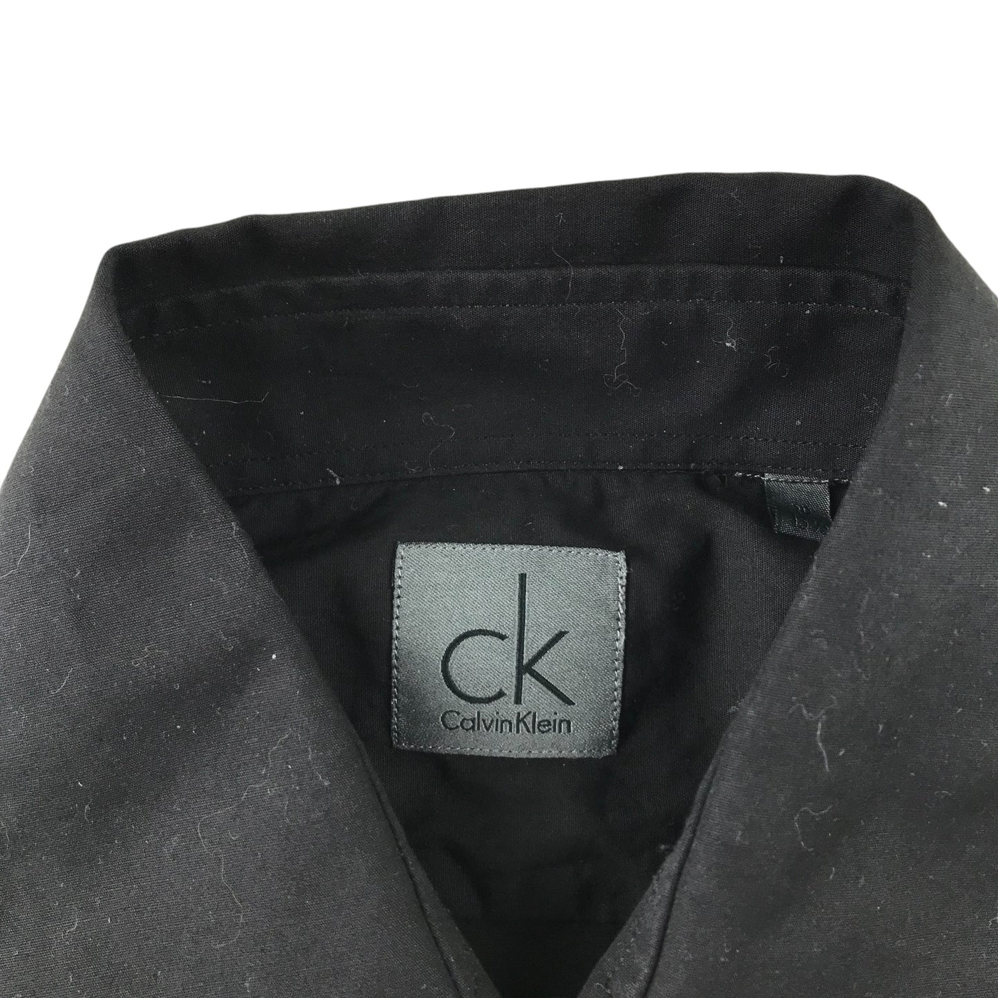 Calvin Klein Shirt Adult S Black 15.5 Inch Neck Plain Button-Up cotton