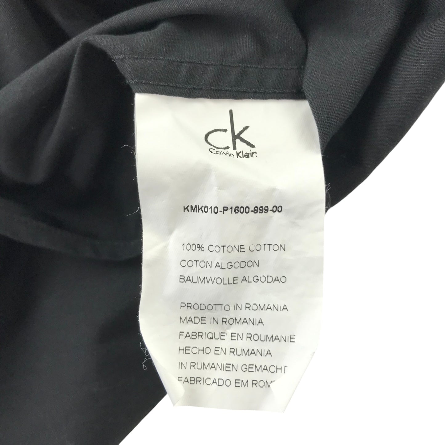 Calvin Klein Shirt Adult S Black 15.5 Inch Neck Plain Button-Up cotton