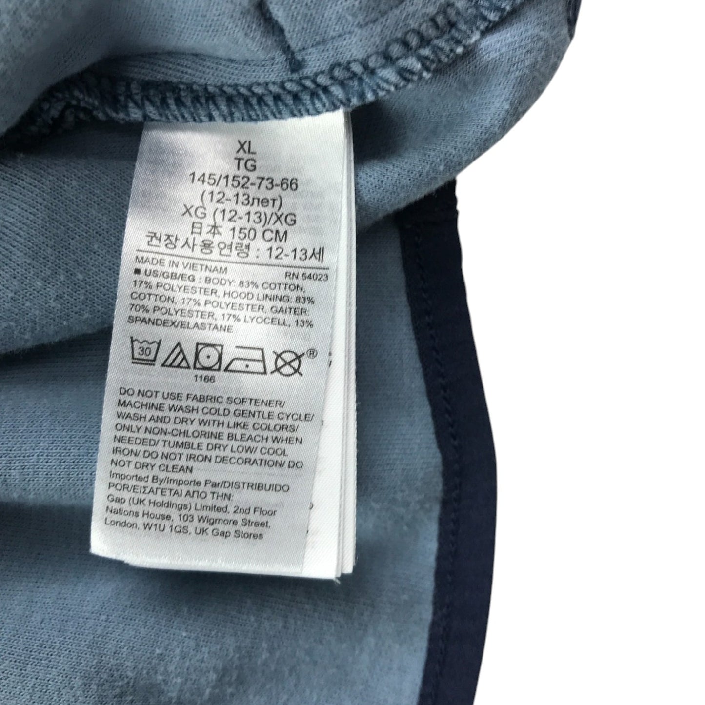 GAP hoodie 12-13 years blue camo design print