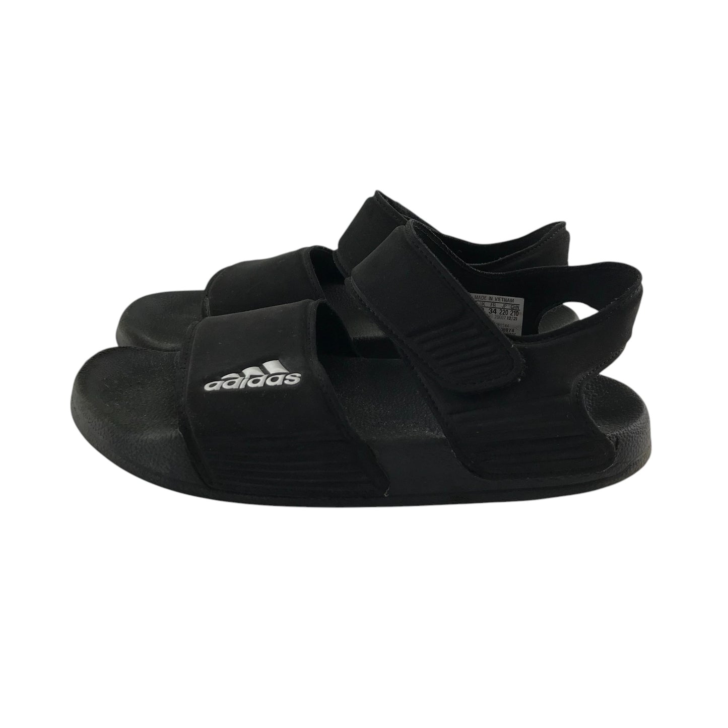 Adidas sandals shoe size 2 black foam with hook and loop straps