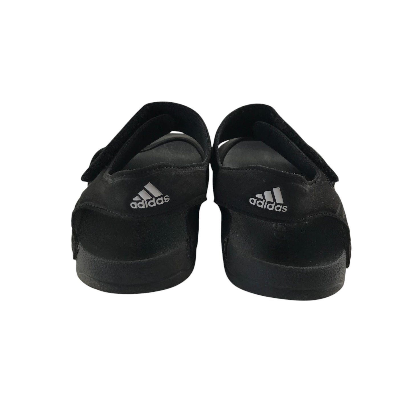 Adidas sandals shoe size 2 black foam with hook and loop straps