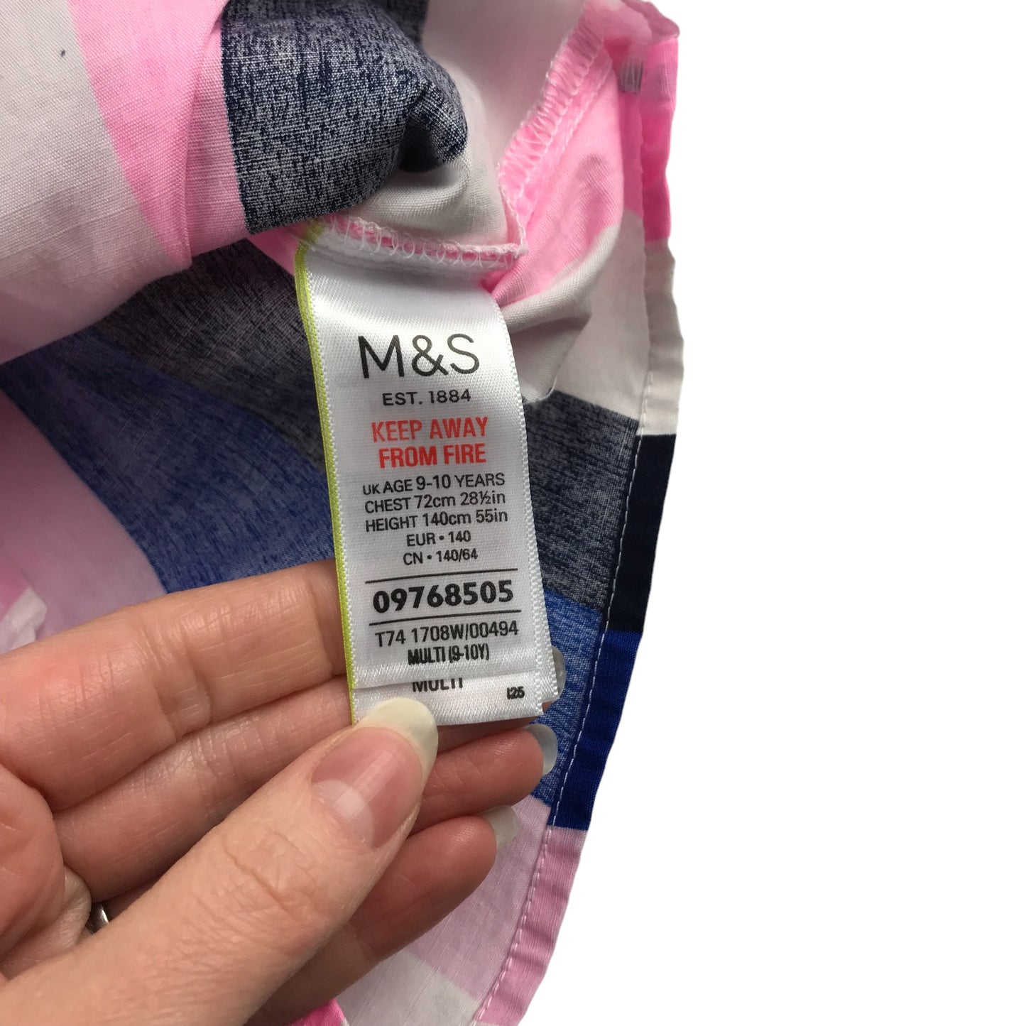 M&S Playsuit Age 9 Pink and Blue Stripy Loose Fit Cotton