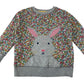 Boden sweater 5-6 years grey rabbit and floral print
