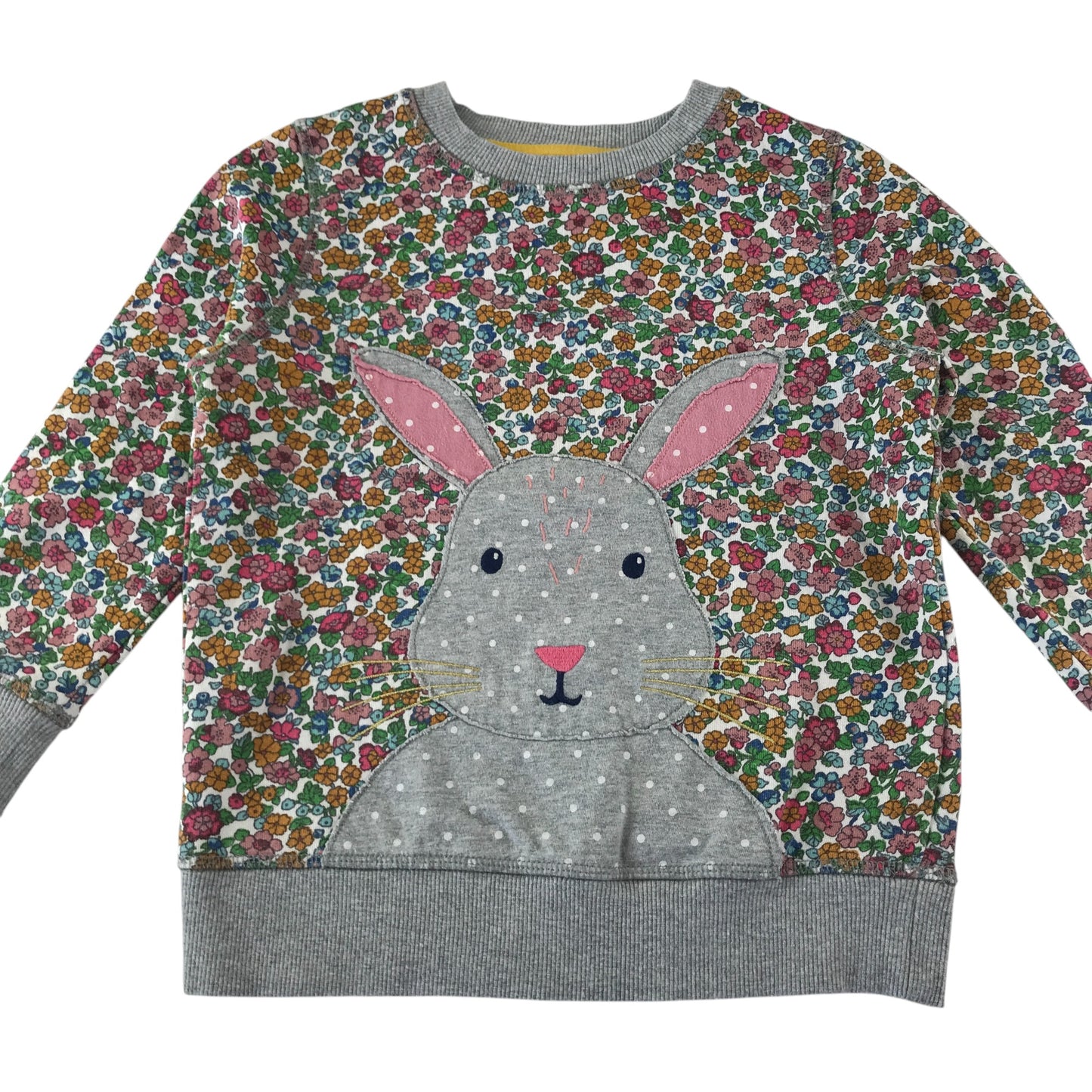Boden sweater 5-6 years grey rabbit and floral print