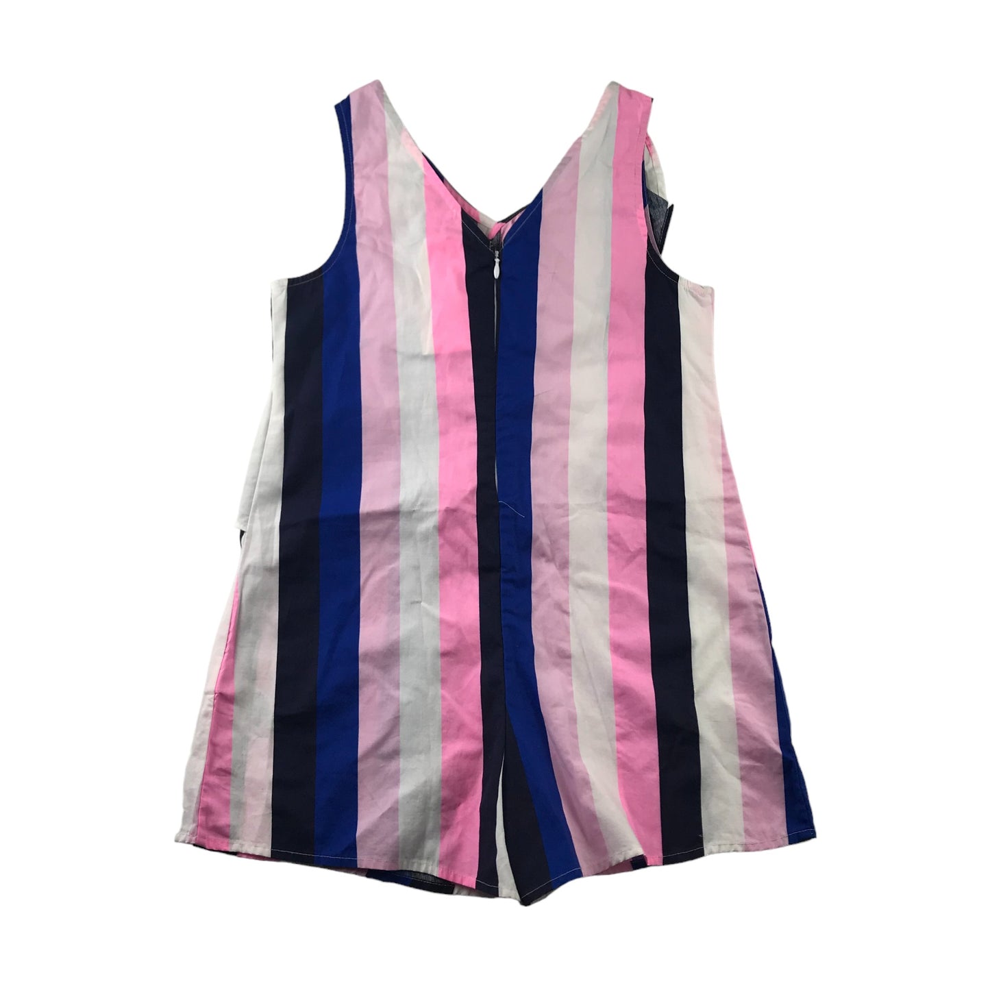 M&S Playsuit Age 9 Pink and Blue Stripy Loose Fit Cotton