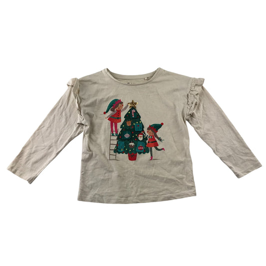 Tu Festive T-Shirt 5-6 Years White Christmas Tree Graphic with Elfs