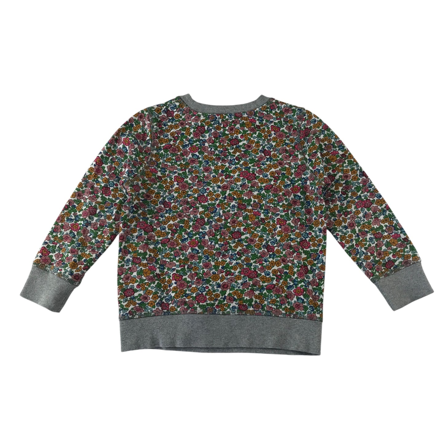 Boden sweater 5-6 years grey rabbit and floral print