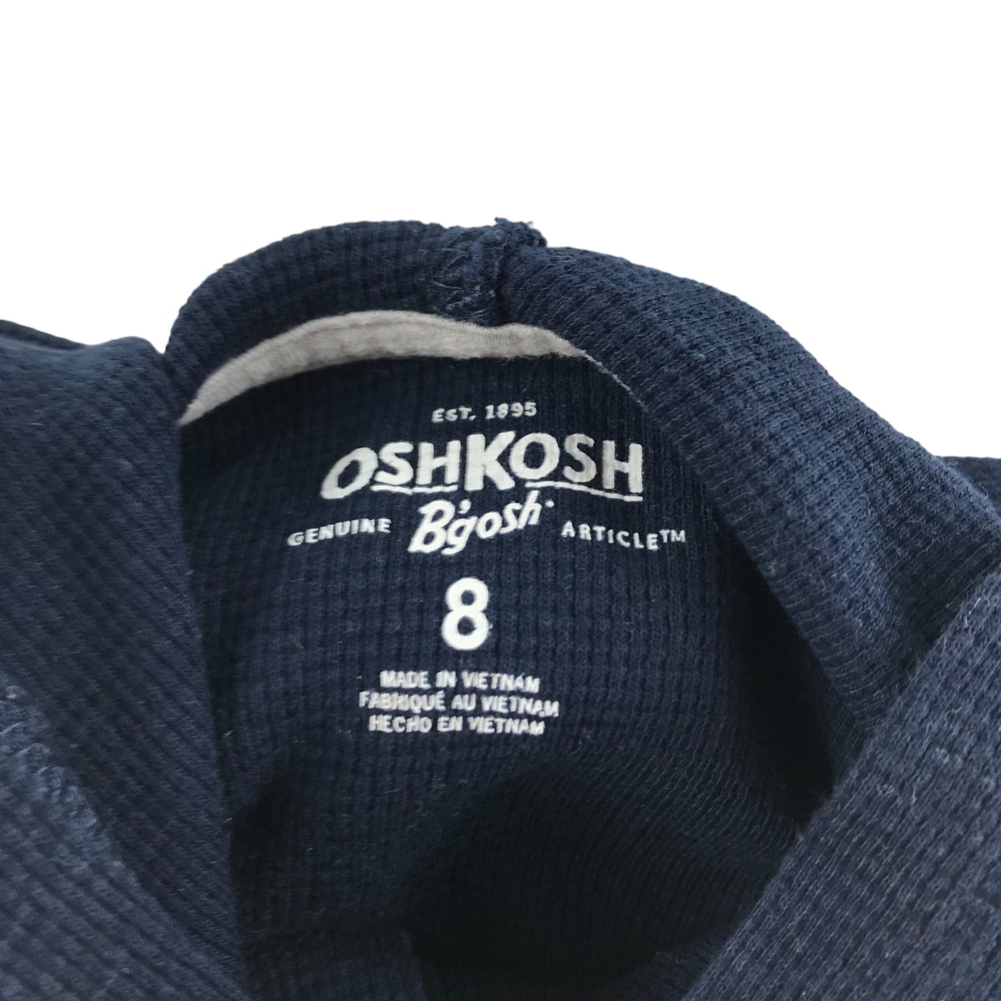 Oshkosh Hoodie Age 8 Navy Blue Knitted Style Cotton Jersey