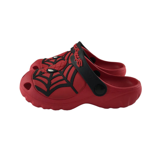 Spiderman clogs shoe size 11 junior red slip on sandals with ankle straps