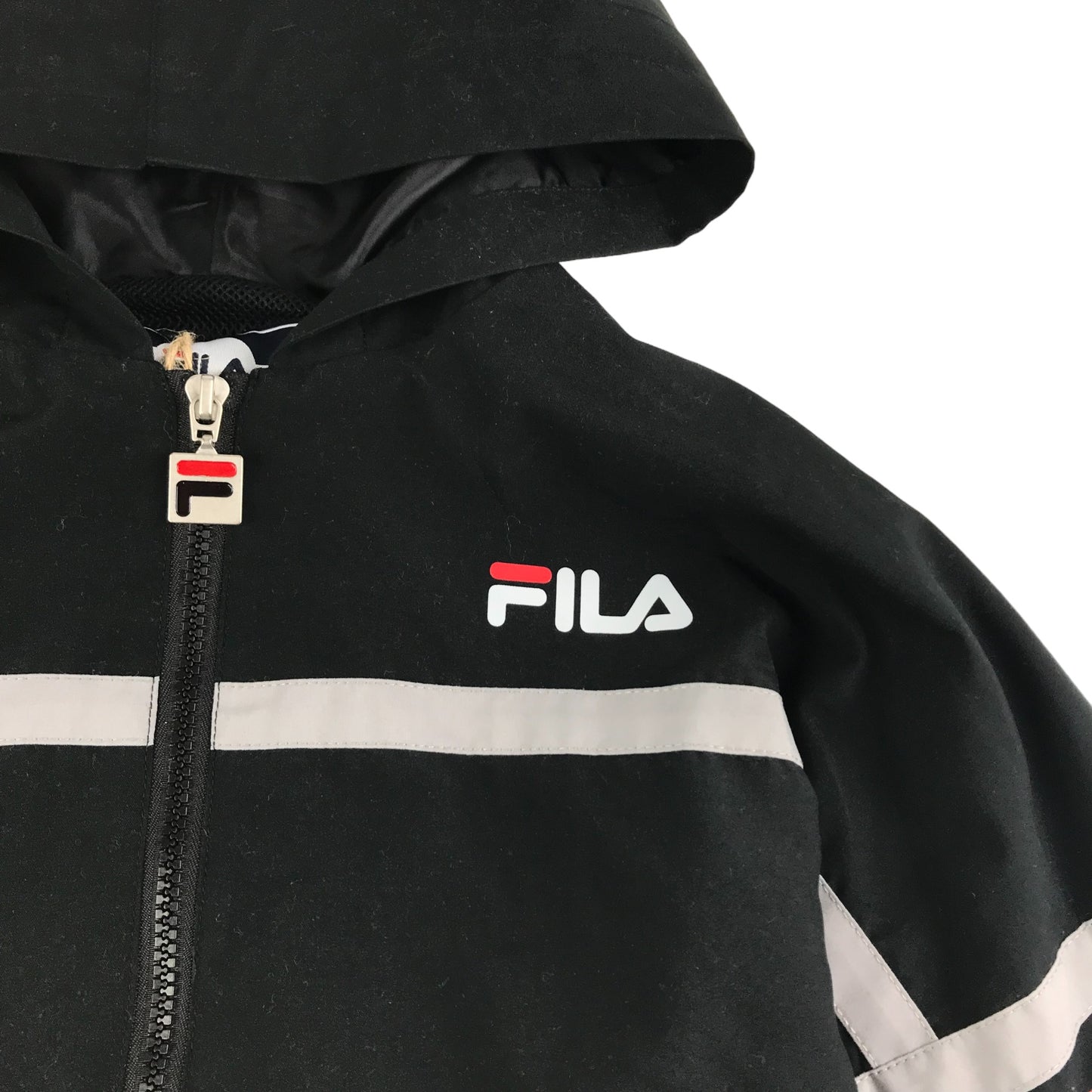 Fila Jacket Age 8 Black Light Hooded Windbreaker