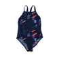 Decathlon swimsuit 10-11 years navy blue graphic print one piece cossie