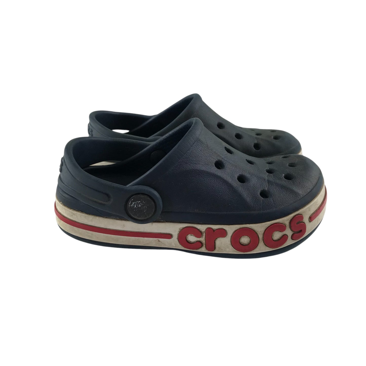 Crocs clogs shoe size 9 junior navy blue slip on sandals with ankle straps