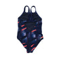 Decathlon swimsuit 10-11 years navy blue graphic print one piece cossie