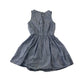 Benetton Dress Age 5-7 Light Blue Stripy Cotton