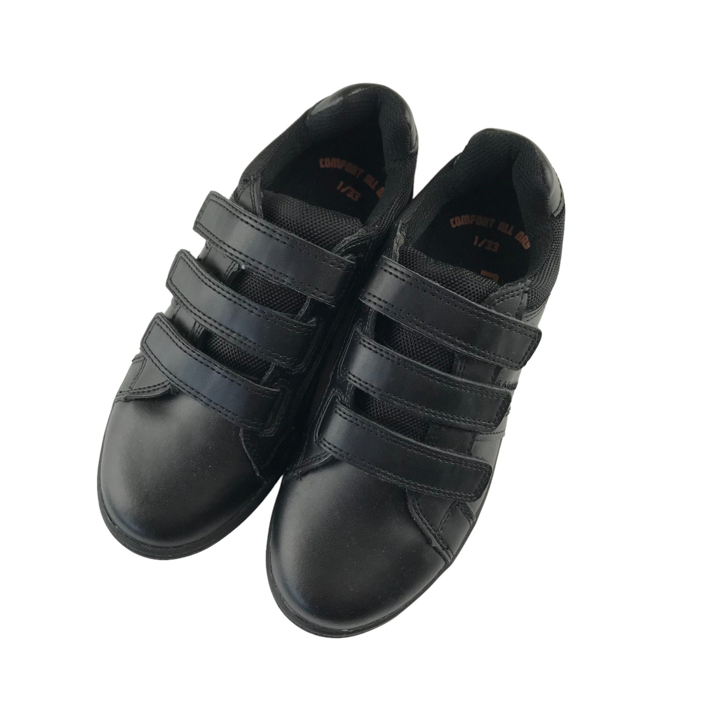 George Trainers Shoe Size 1 Black Leather-style School Shoes with Straps