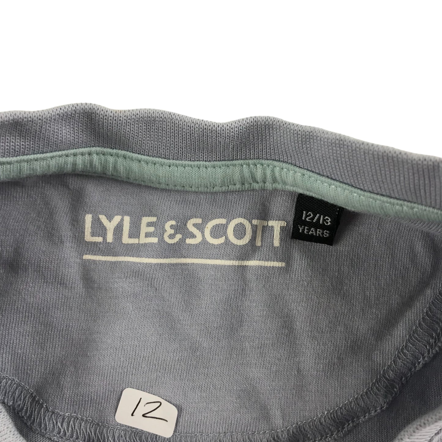 Lyle & Scott T-shirt Age 12 Grey Short Sleeve Cotton