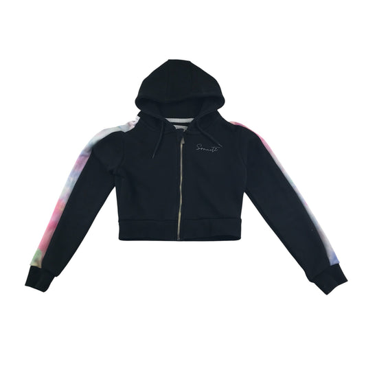 Sonneti hoodie 13-15 years black with sleeve stripe graphic and logo cropped