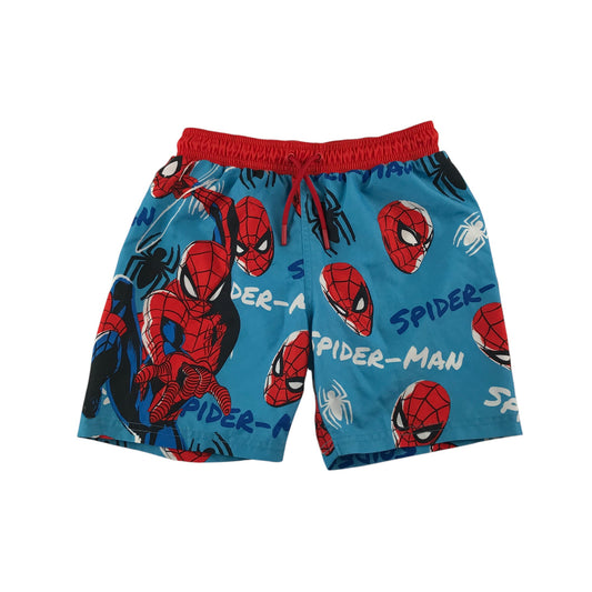 Primark swim trunks 7-8 years blue and red Spiderman shorts