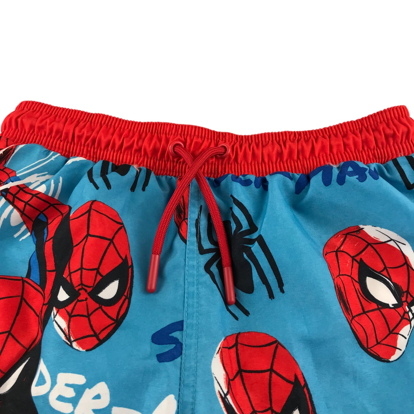 Primark swim trunks 7-8 years blue and red Spiderman shorts