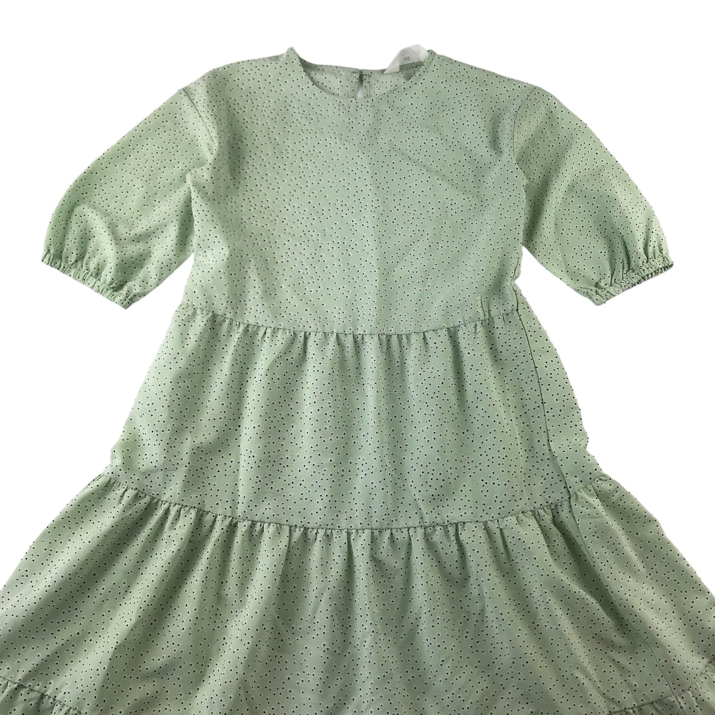 H&M dress 9-10 years light green midi length floral short sleeve layered