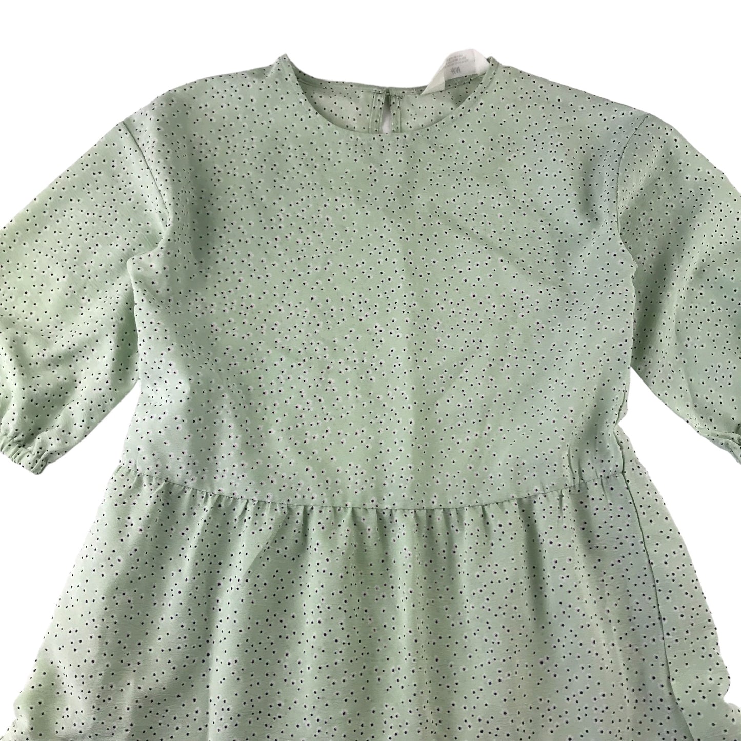 H&M dress 9-10 years light green midi length floral short sleeve layered