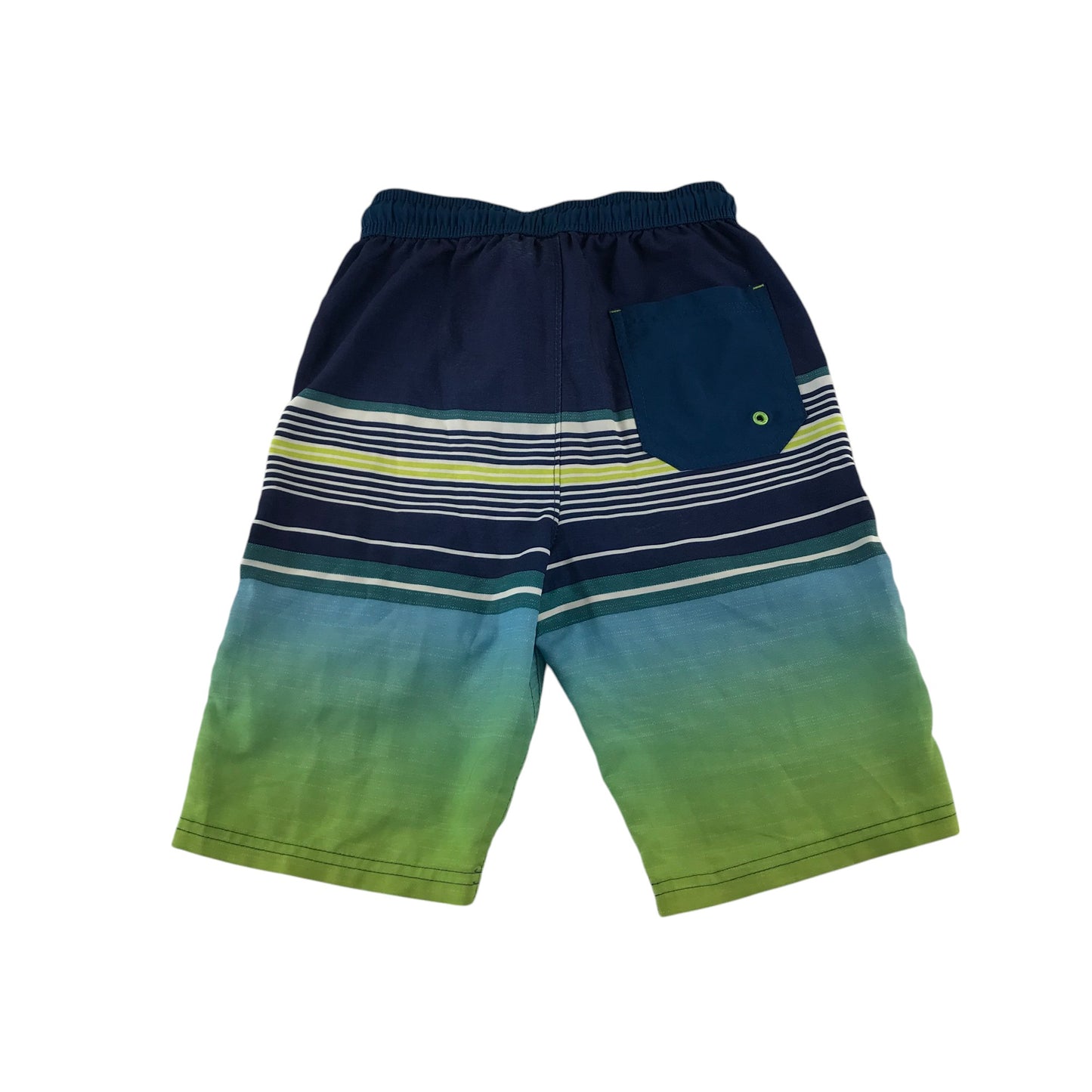 Next swim trunks 7-8 years navy and green stripy pattern shorts